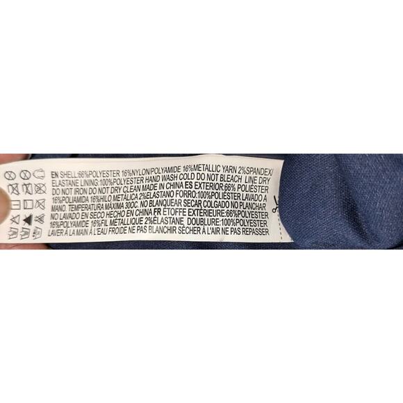 Forever 21 Sz Small Round Neck Bodycon Long Sleeve Sparkling Blue Cocktail Dress - Picture 8 of 8